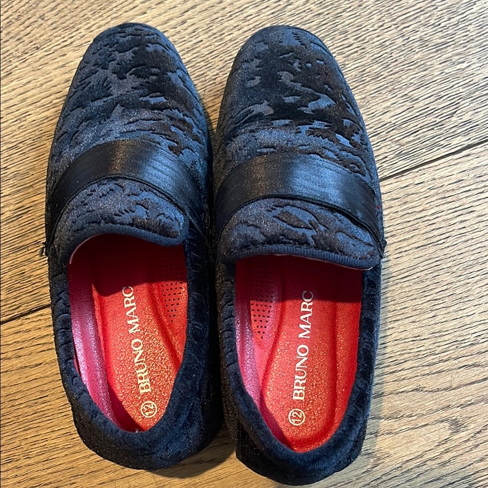 Bruno Marc Kids Black Velvet Loafers